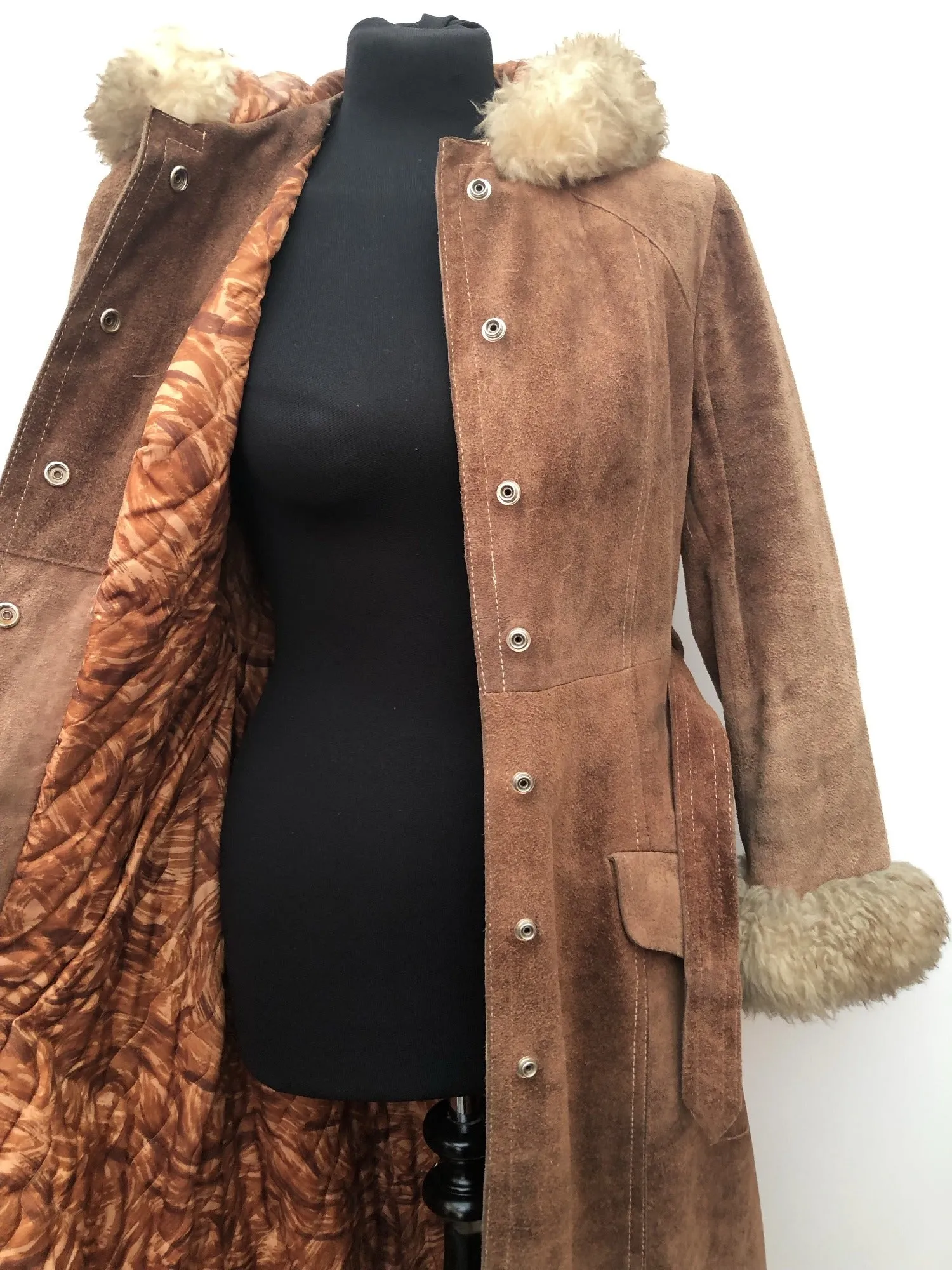 1960s Shearling Suede Coat by Lady E - Size 8