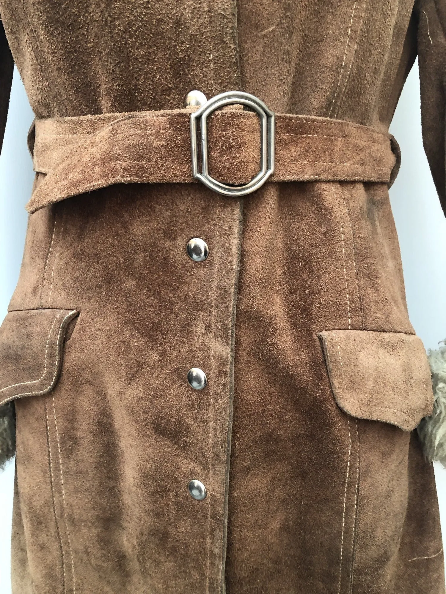 1960s Shearling Suede Coat by Lady E - Size 8