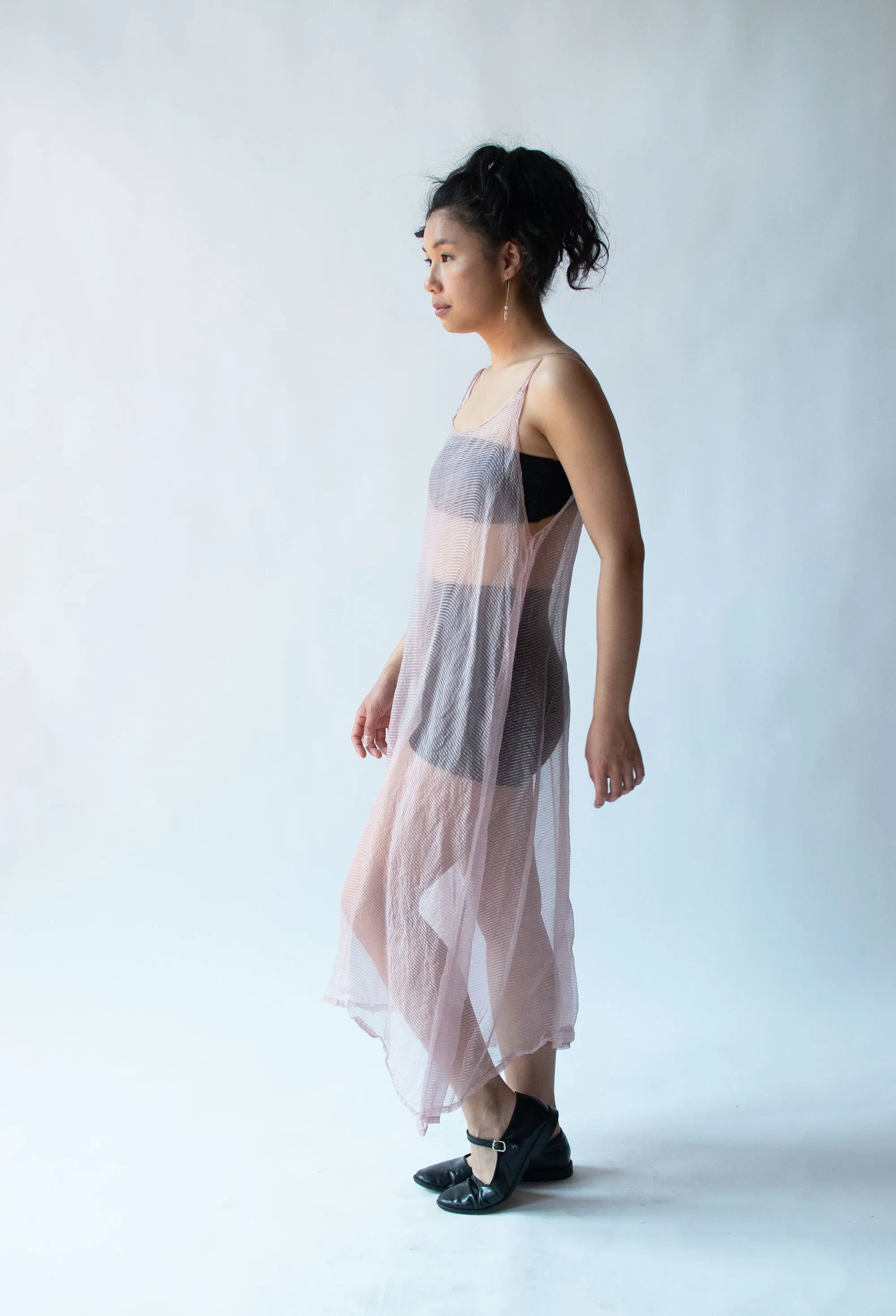 1990s Pale Pink Chiffon Slip Dress