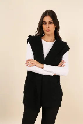 Adriene sleeveless hooded cardigan black