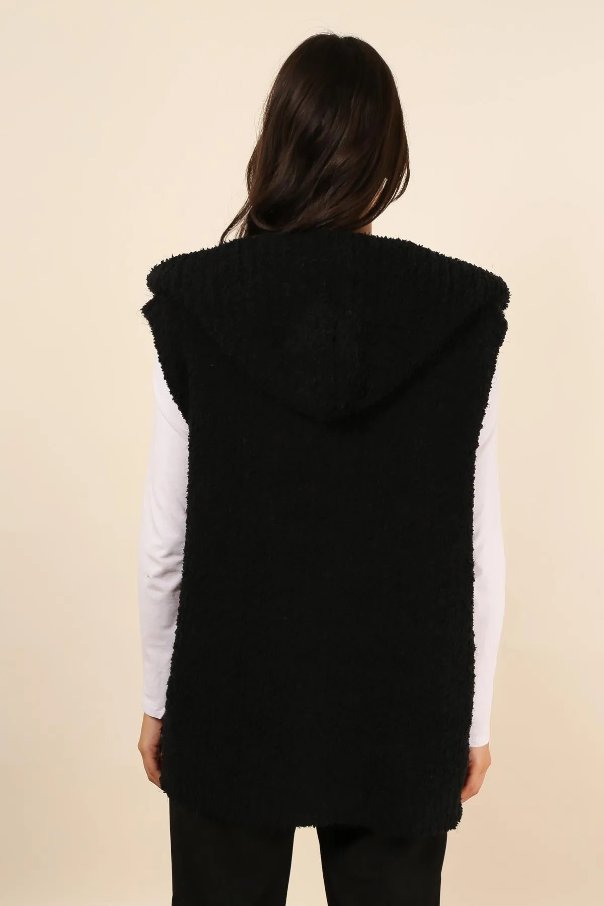 Adriene sleeveless hooded cardigan black