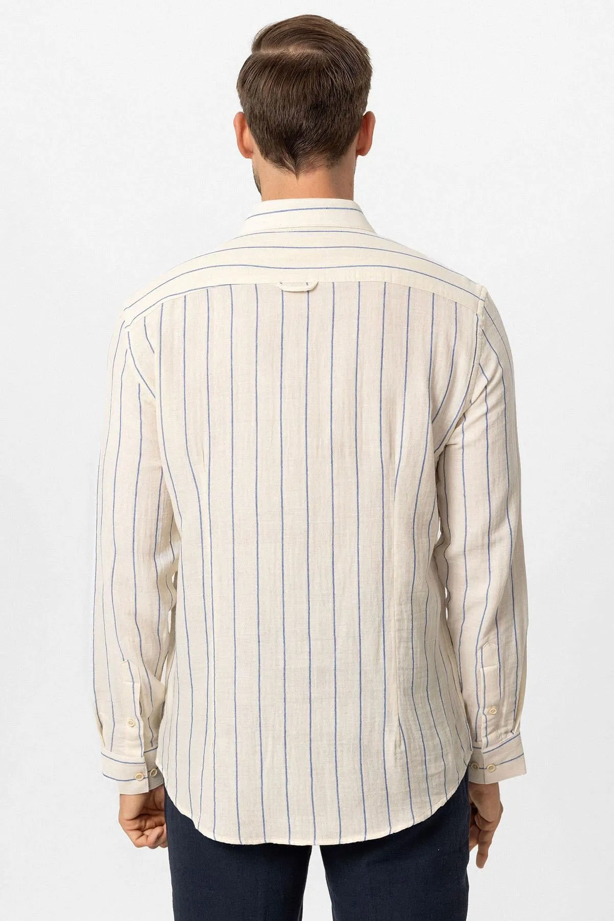 ANT Slim Fit Striped Men's Shirt - Leer