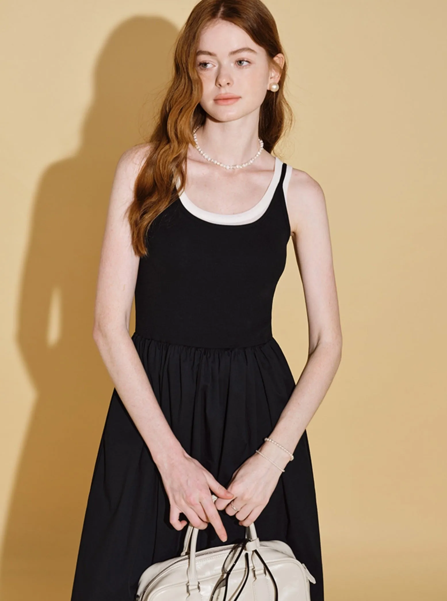 Black French Loose Slip Dress