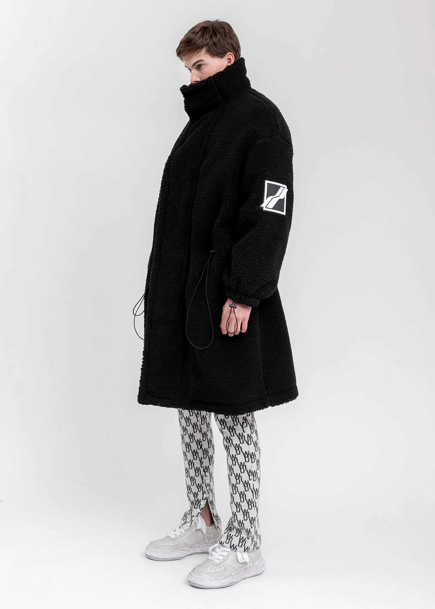 Black Oversized Shearling Jumper Coat