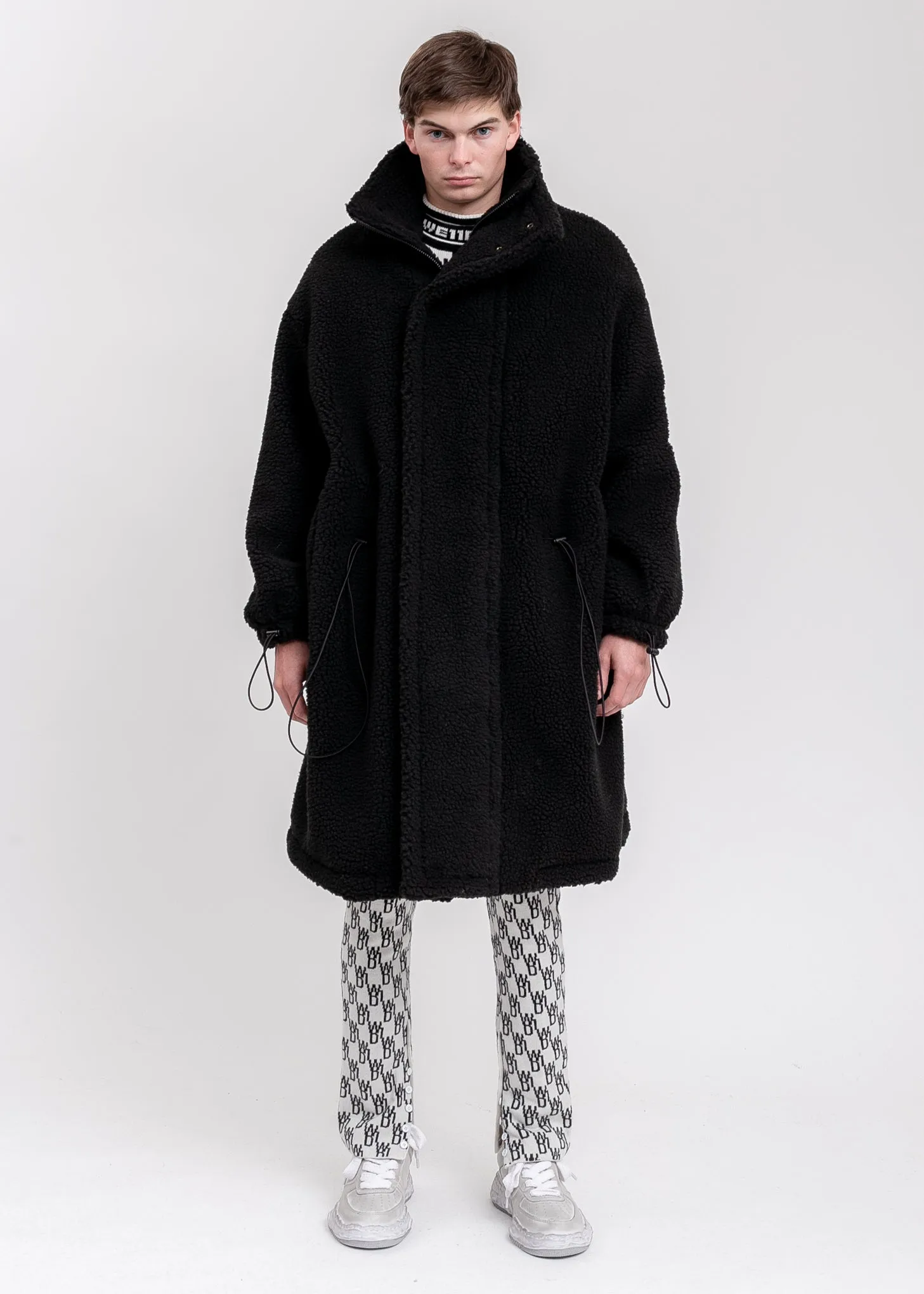Black Oversized Shearling Jumper Coat