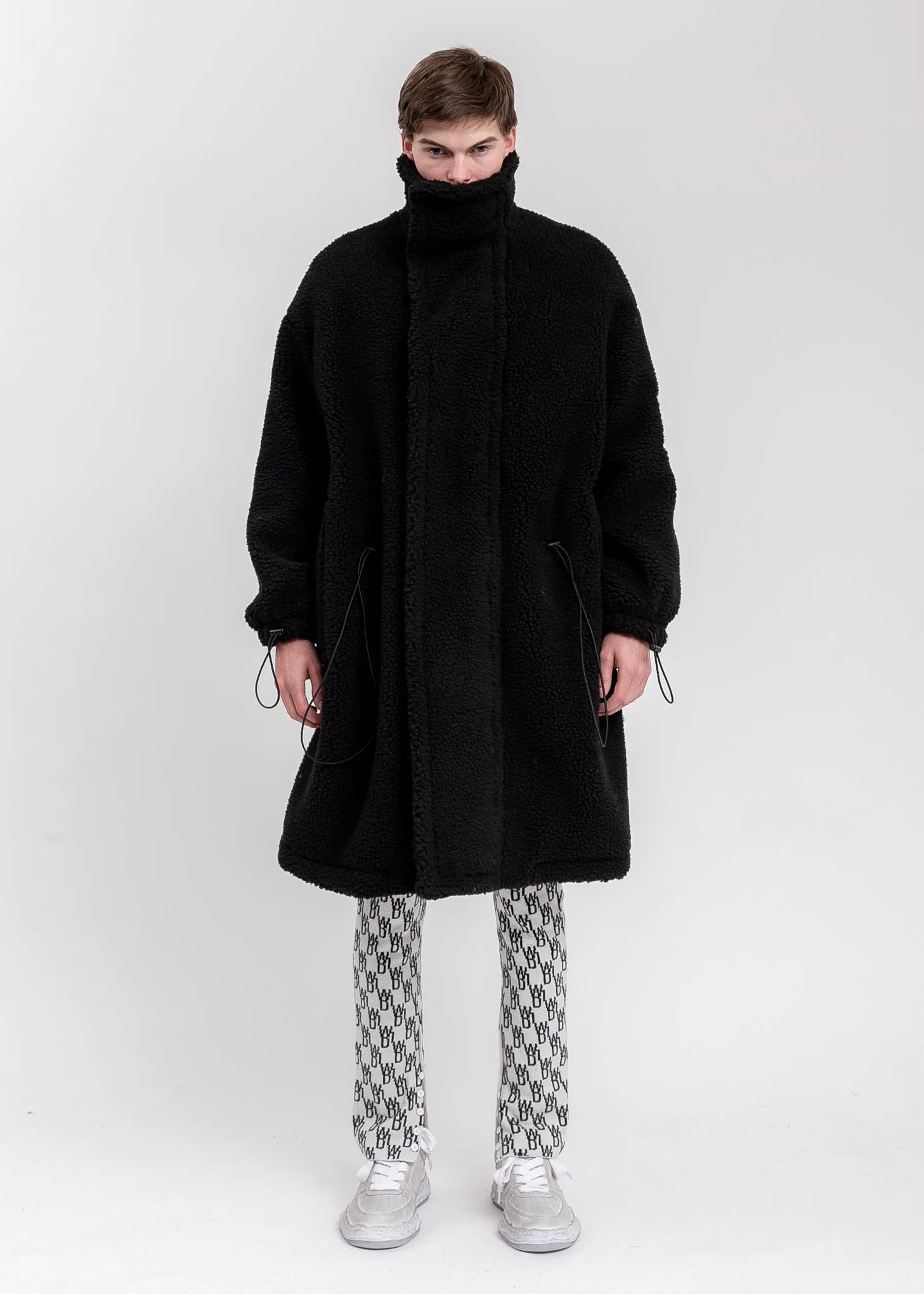 Black Oversized Shearling Jumper Coat
