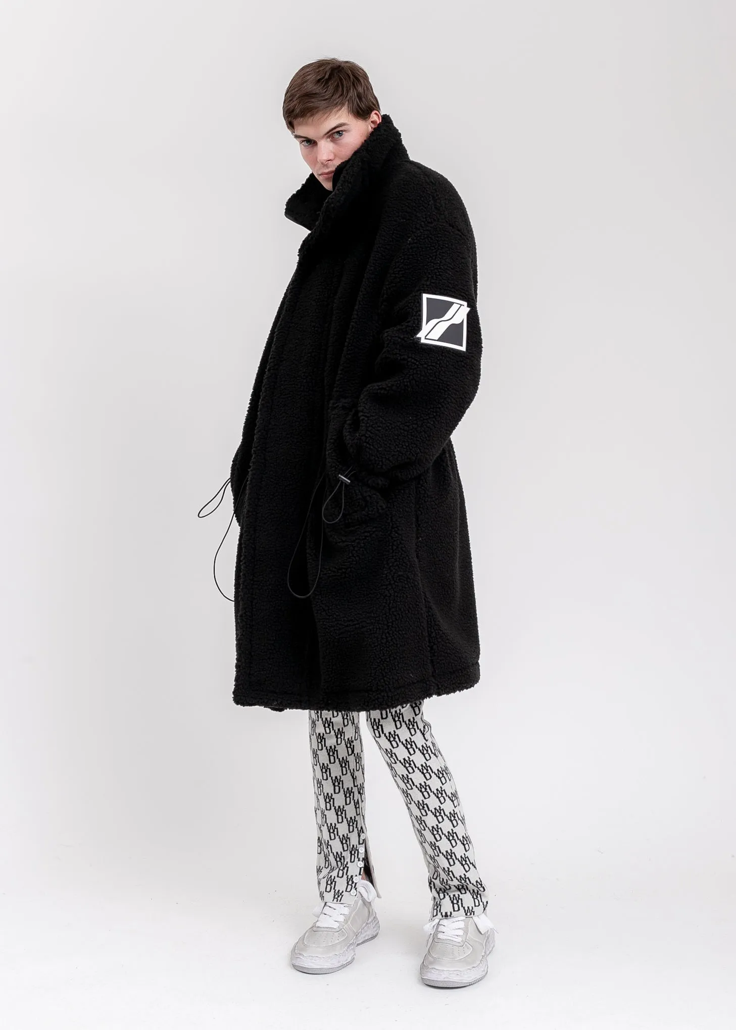 Black Oversized Shearling Jumper Coat
