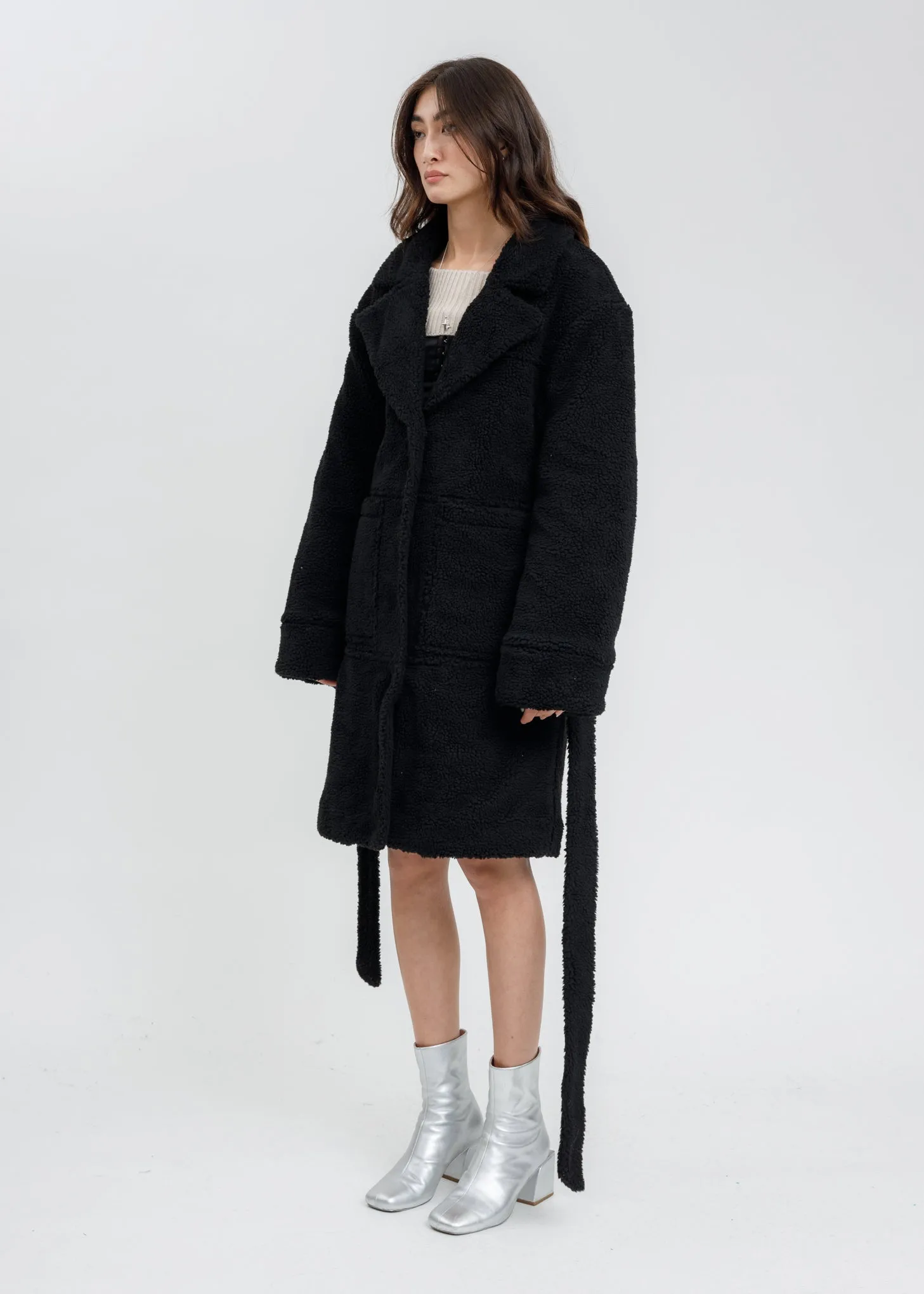 Black Sherpa Teddy Coat