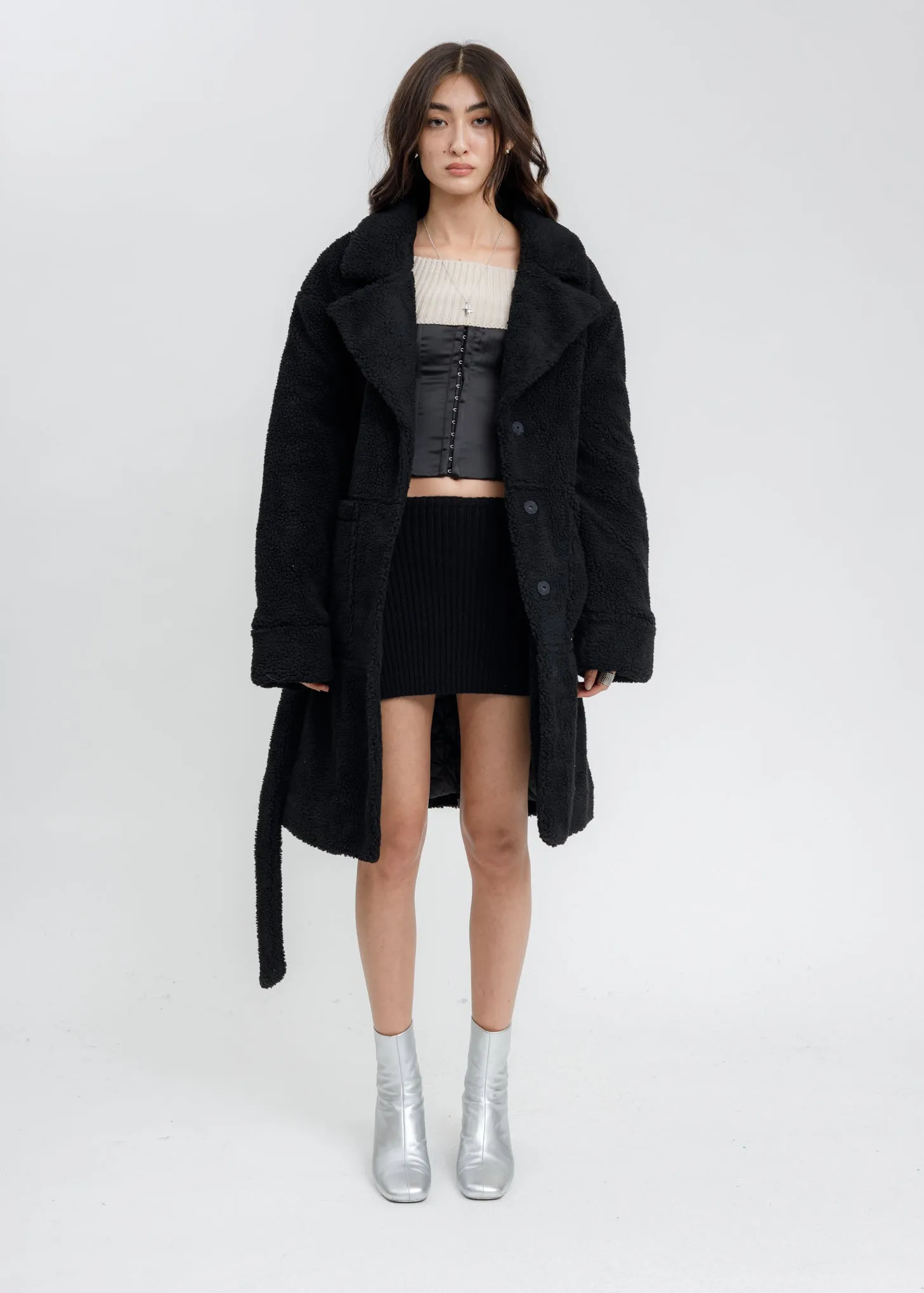 Black Sherpa Teddy Coat