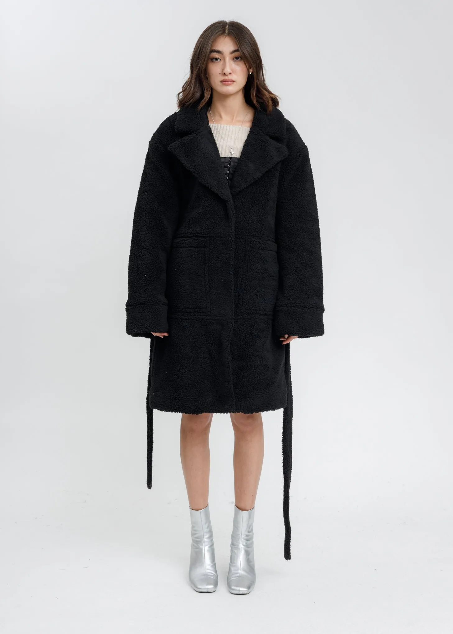 Black Sherpa Teddy Coat