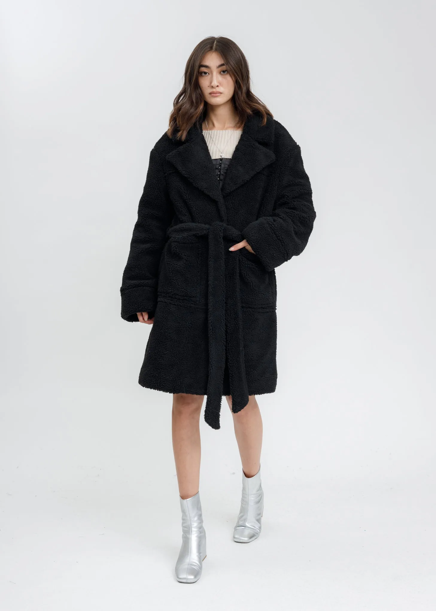 Black Sherpa Teddy Coat