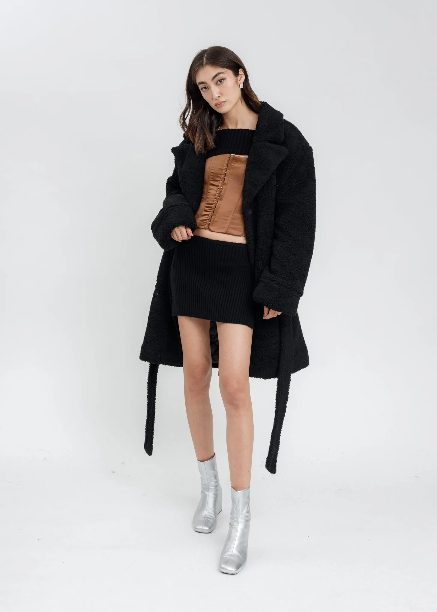 Black Sherpa Teddy Coat