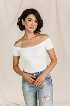 Bodysuit - Short Sleeve Off The Shoulder - White