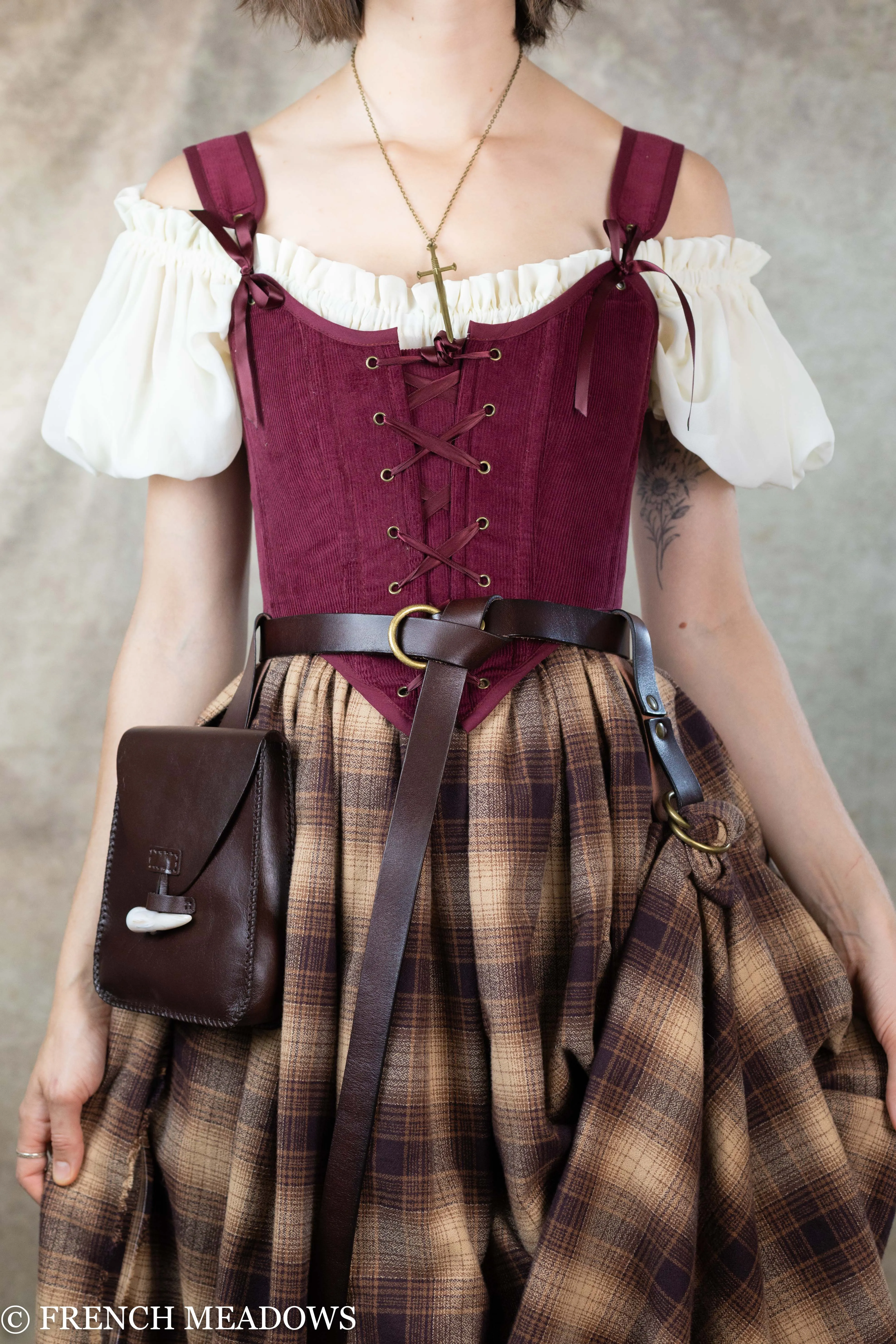 Burgundy Corduroy Renaissance Bodice