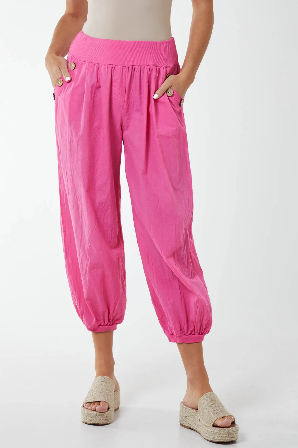 Button Pocket Detail Harem Pants