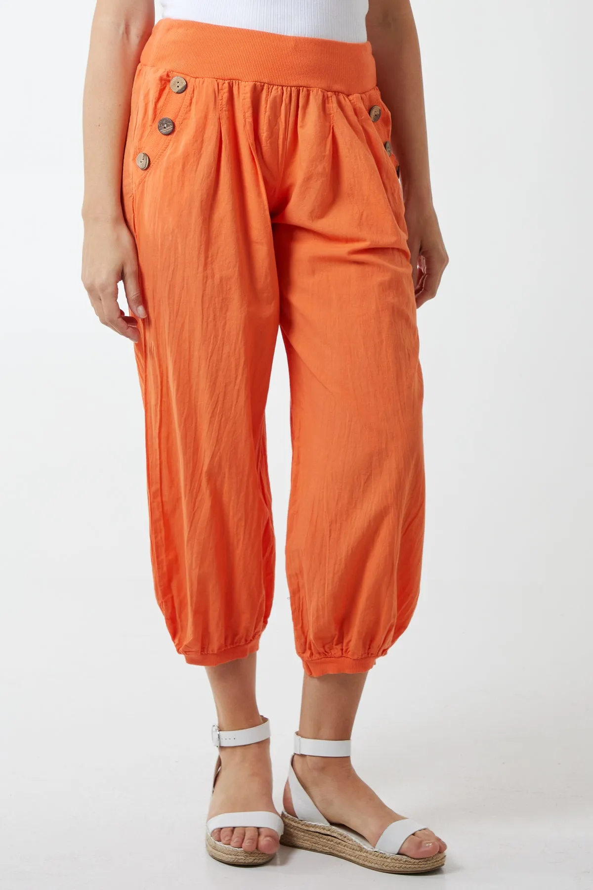 Button Pocket Detail Harem Pants