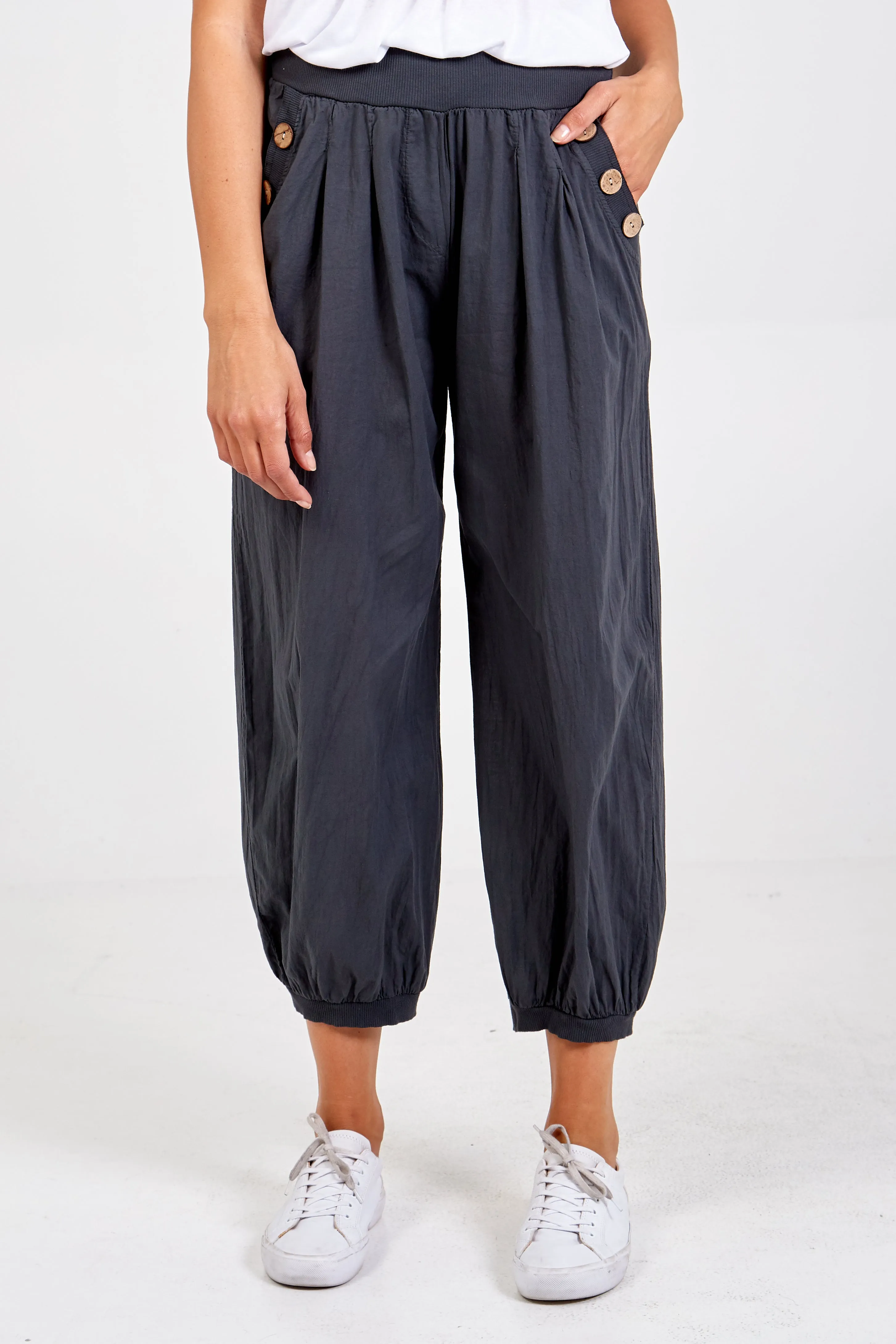 Button Pocket Detail Harem Pants