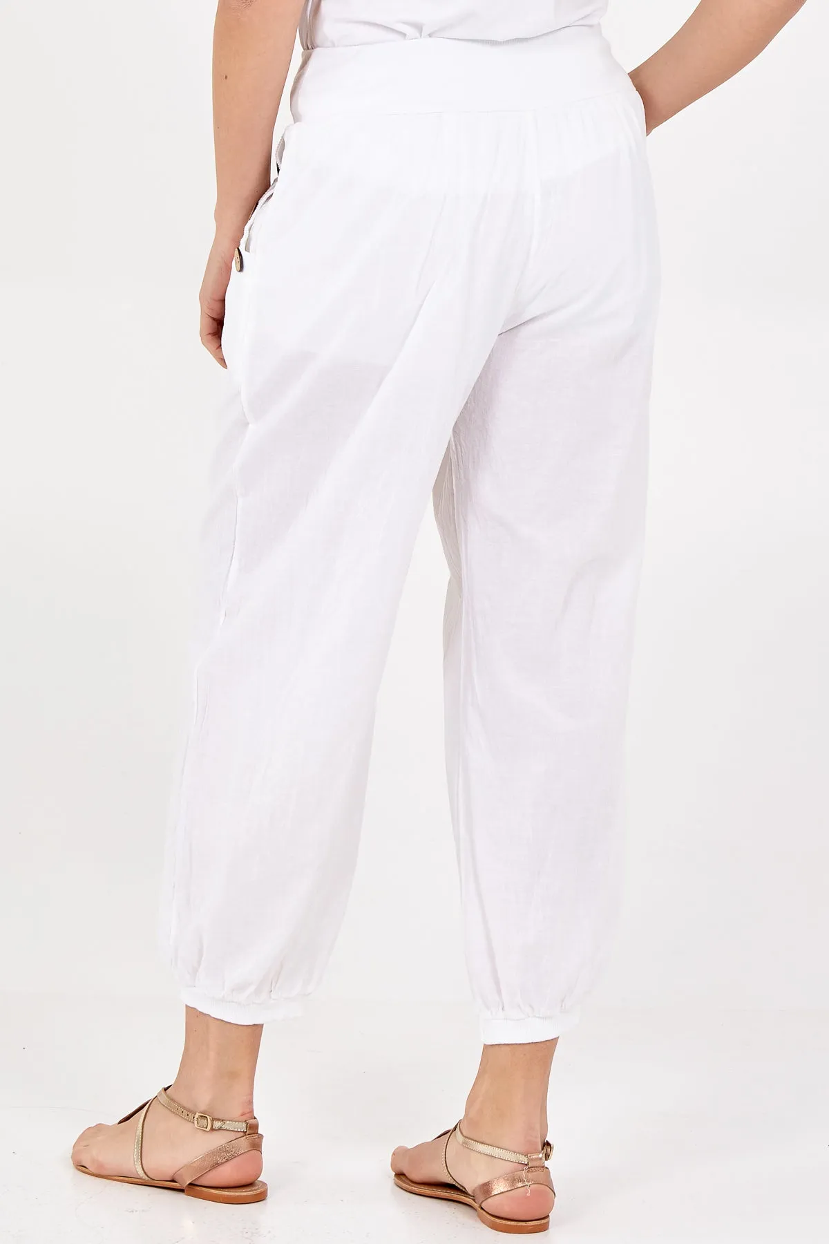 Button Pocket Detail Harem Pants