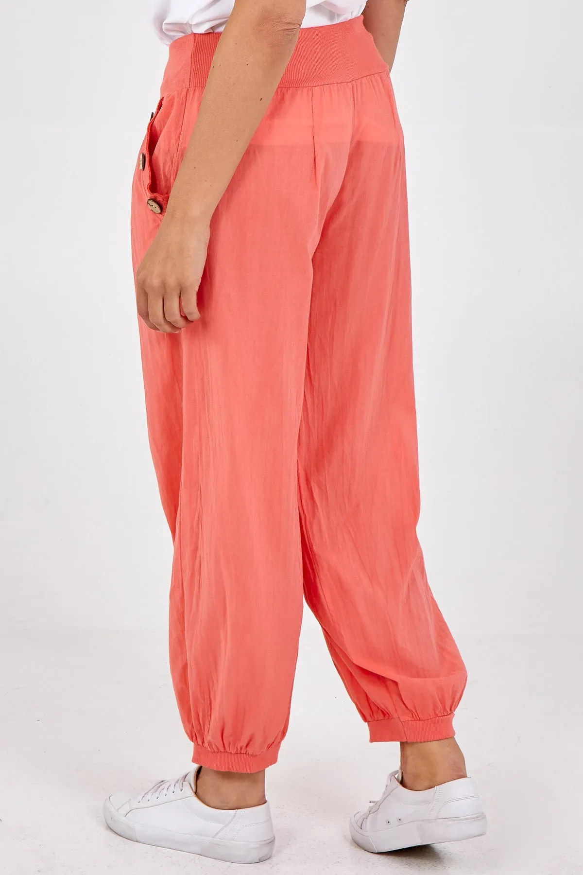 Button Pocket Detail Harem Pants