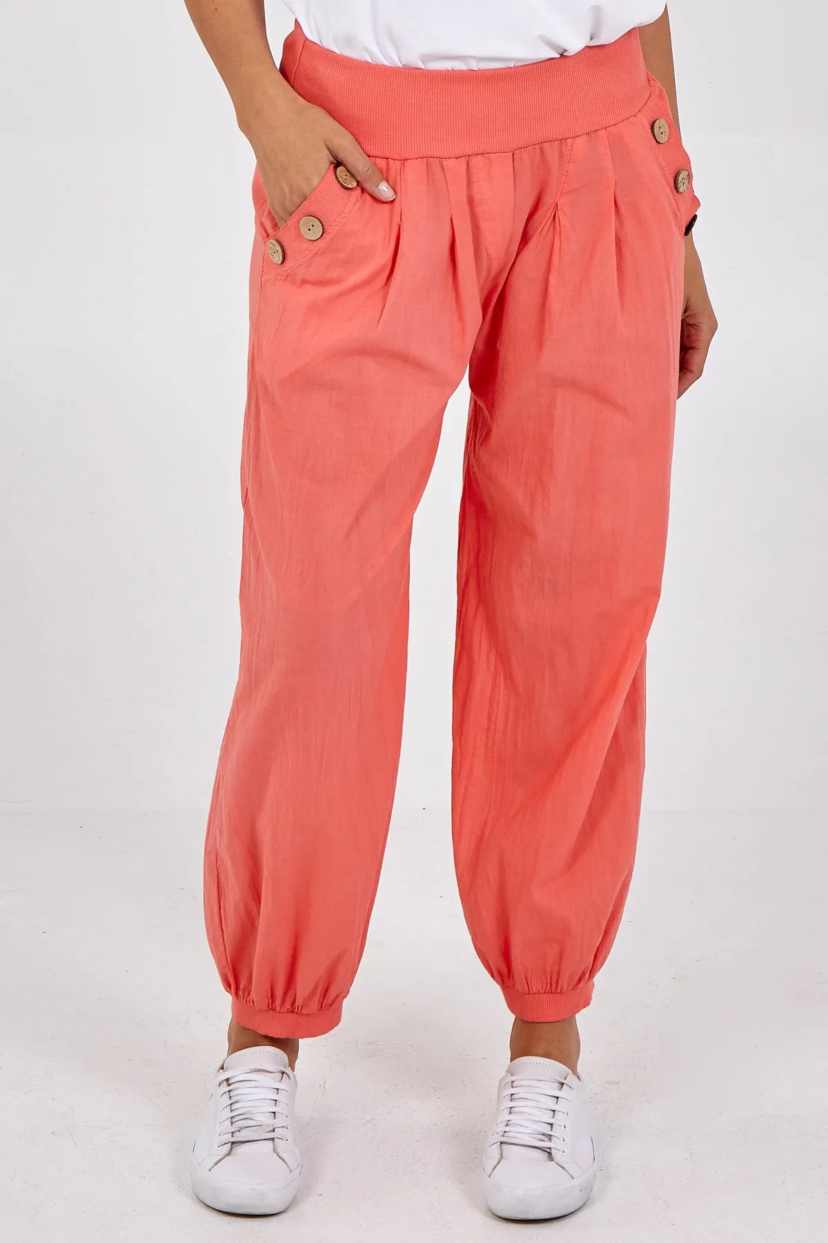 Button Pocket Detail Harem Pants