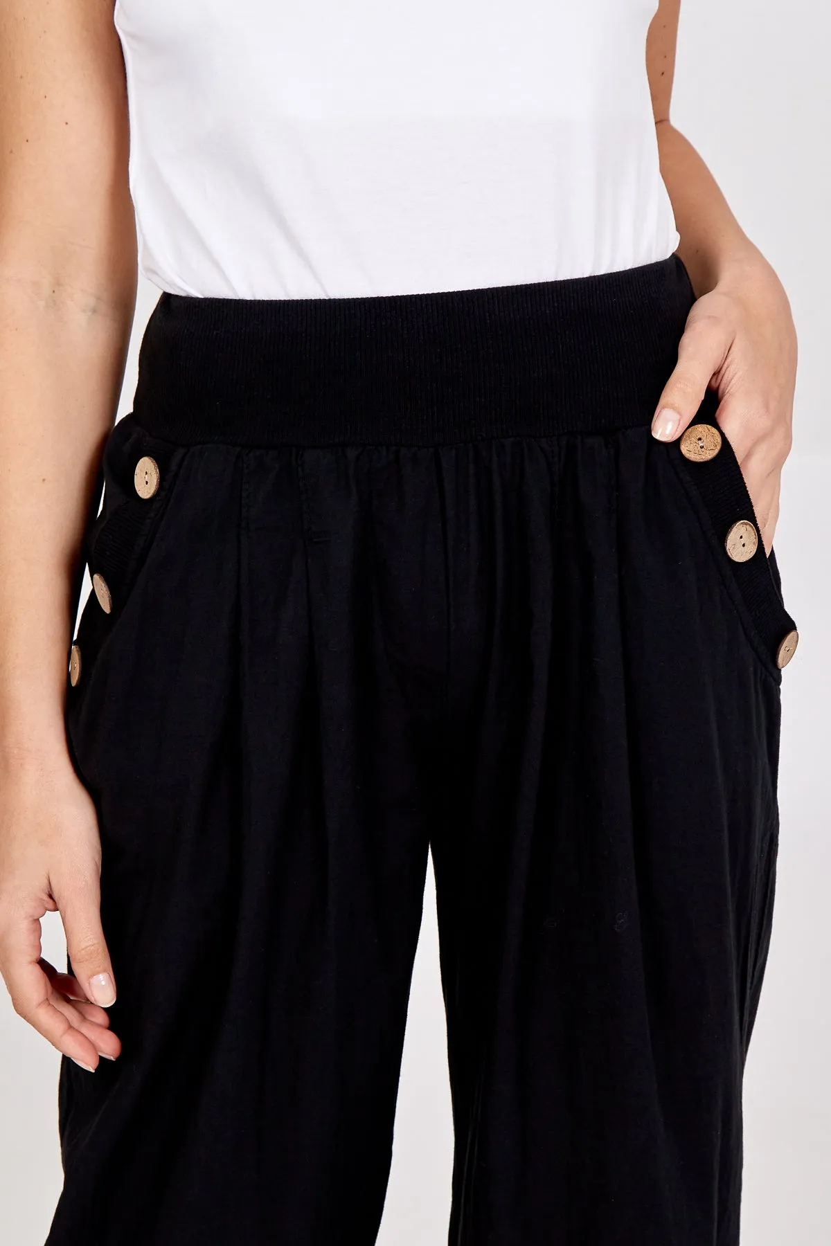 Button Pocket Detail Harem Pants