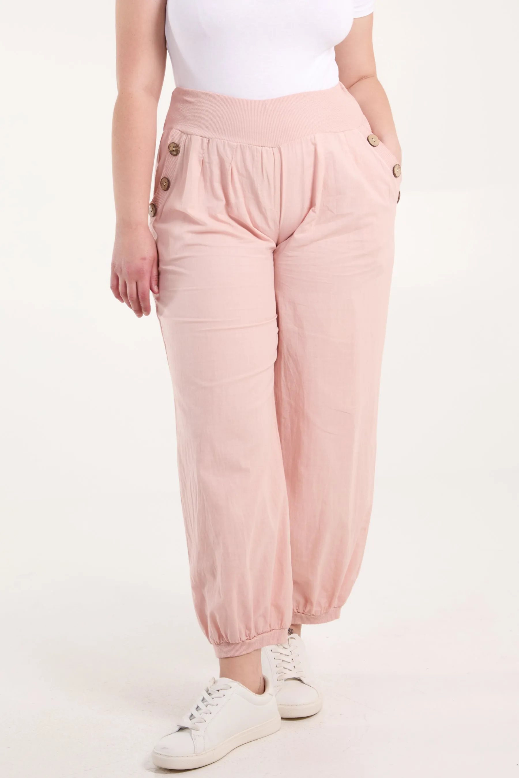 Button Pocket Detail Harem Pants