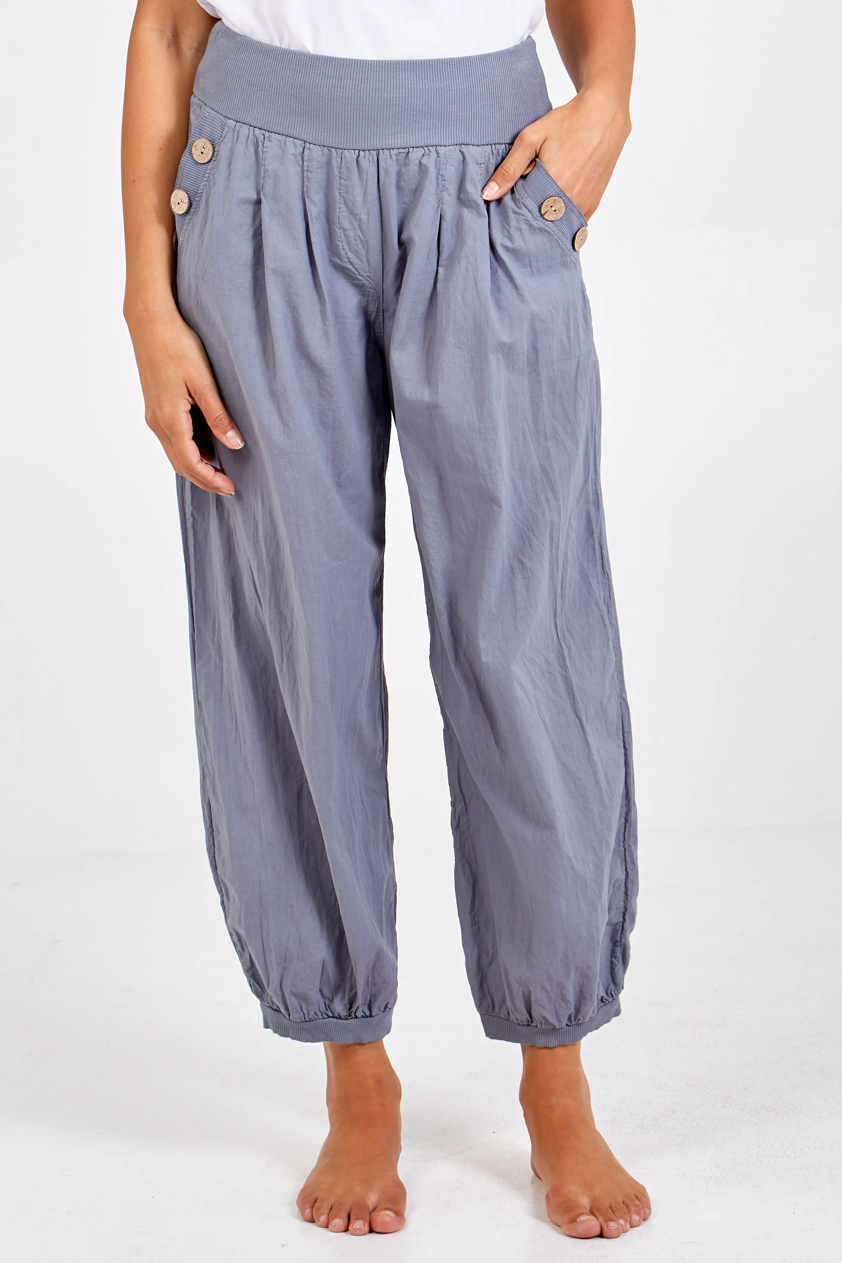 Button Pocket Detail Harem Pants