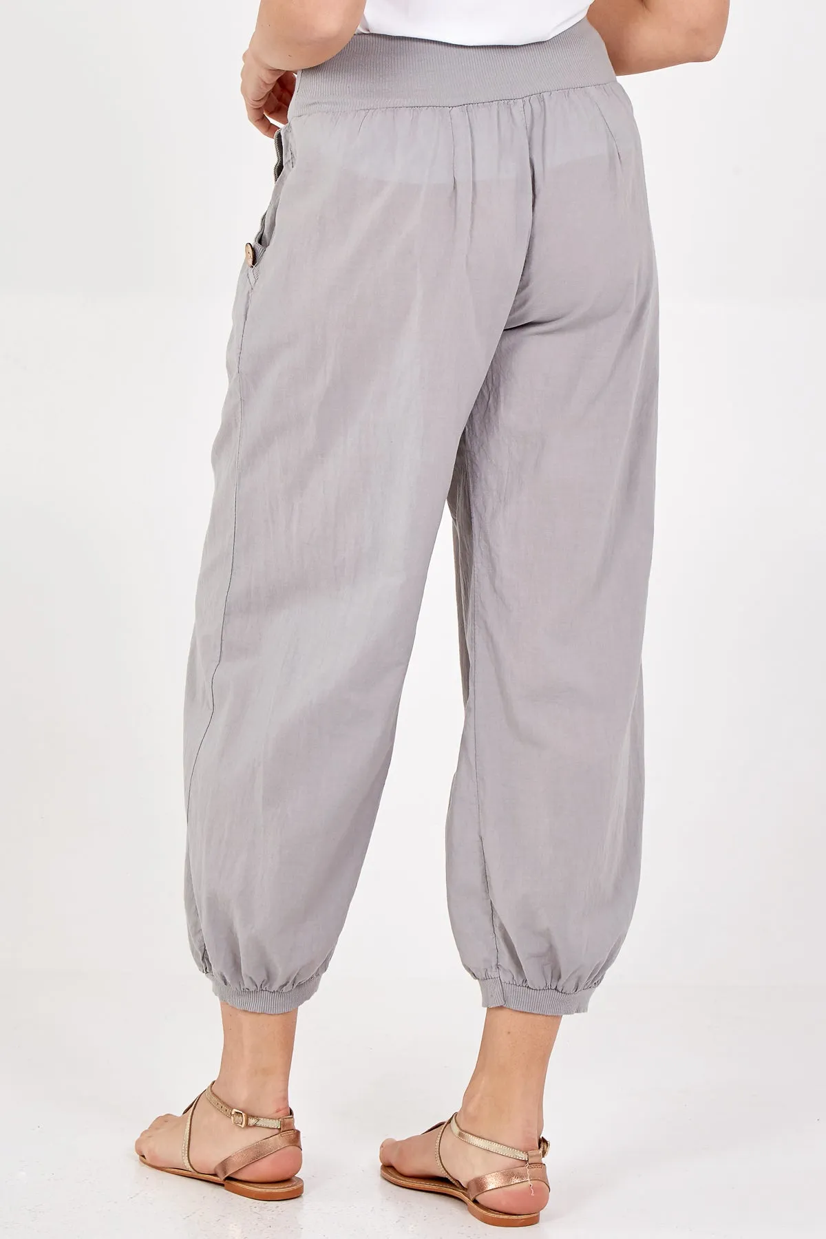Button Pocket Detail Harem Pants