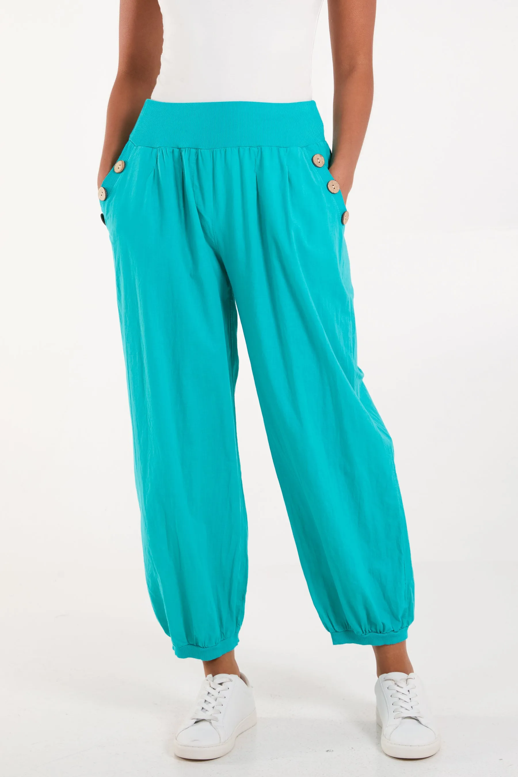 Button Pocket Detail Harem Pants