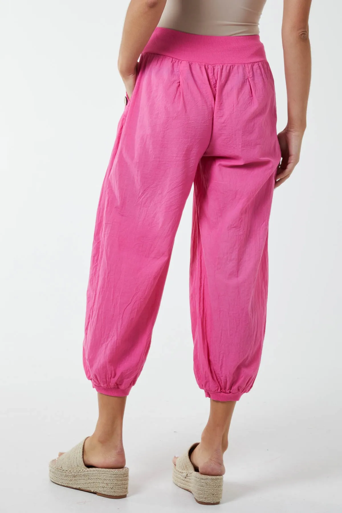 Button Pocket Detail Harem Pants
