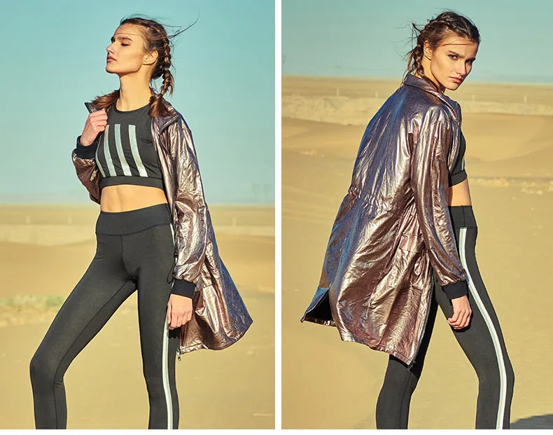 CAGGEEN METALLIC LONG LINE WIND BREAKER