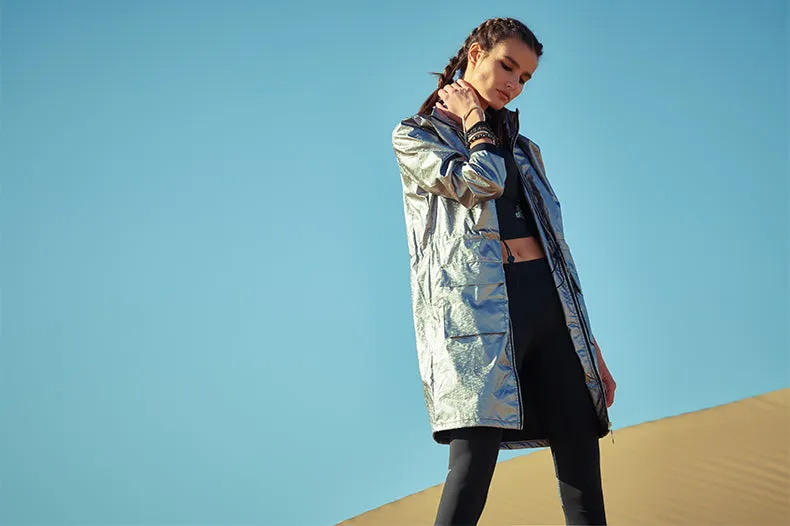 CAGGEEN METALLIC LONG LINE WIND BREAKER