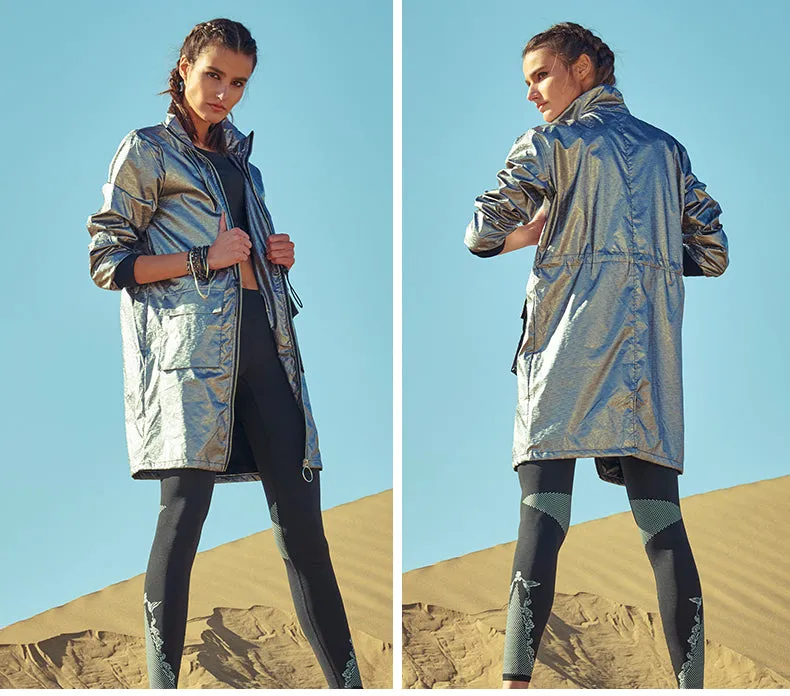 CAGGEEN METALLIC LONG LINE WIND BREAKER