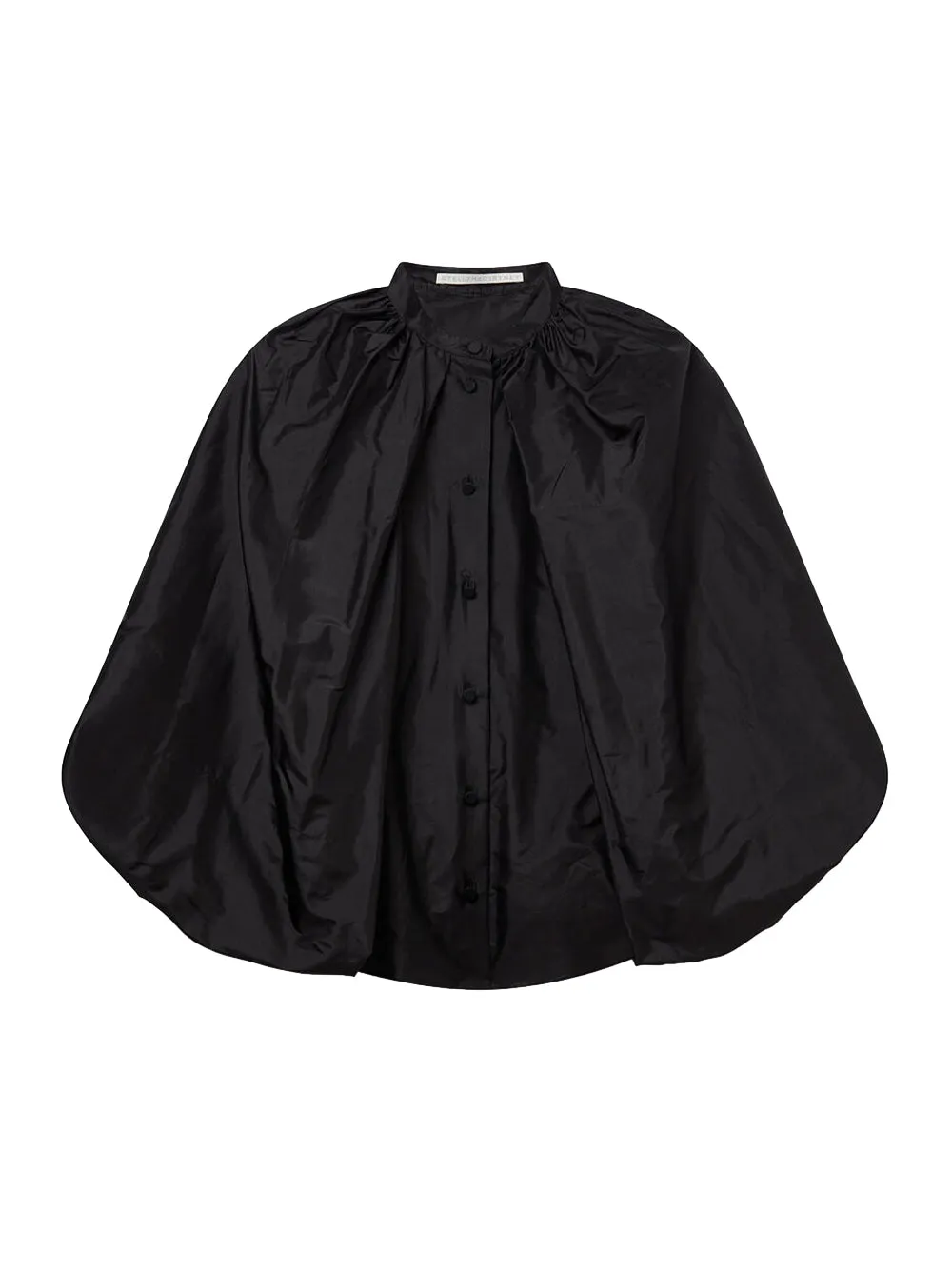 Cape-Sleeve Silk Shirt (Midnight Black)