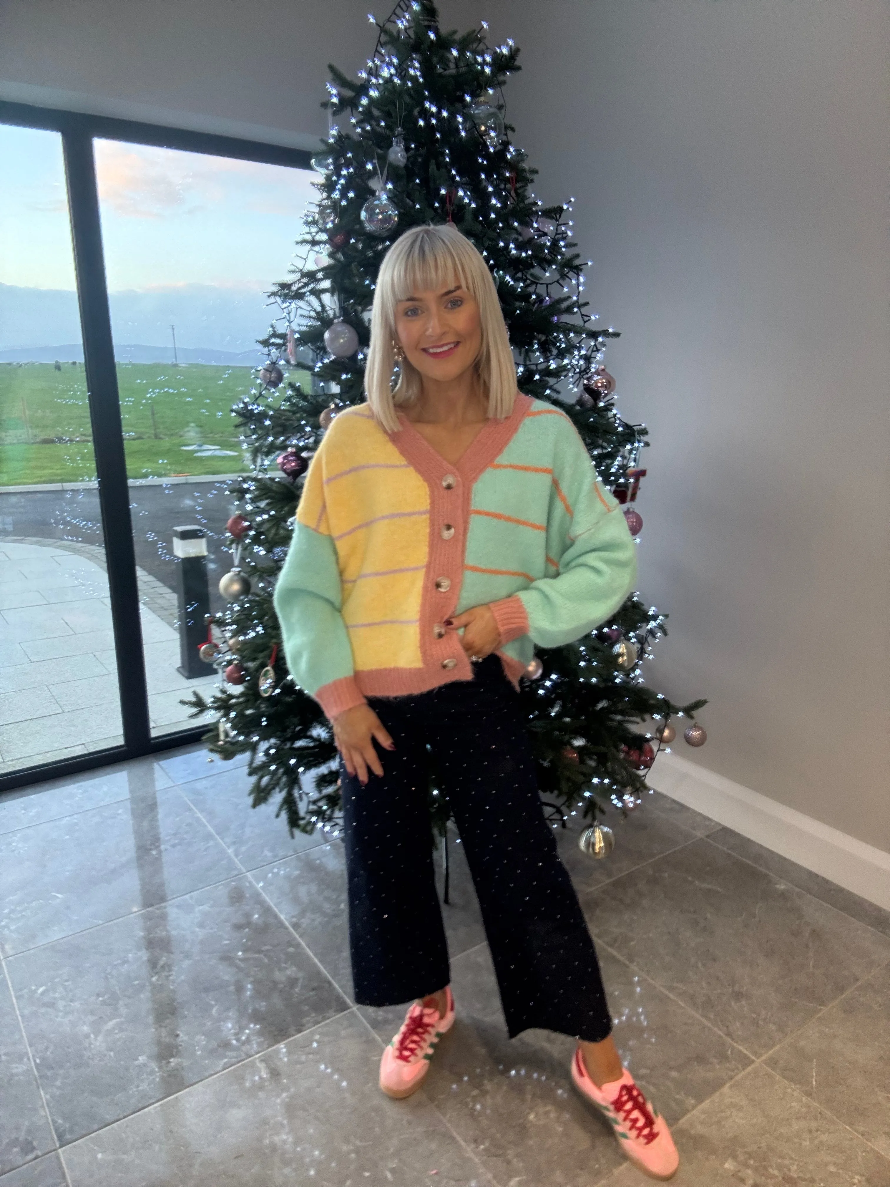 Carly Cardigan Yellow/Turquoise