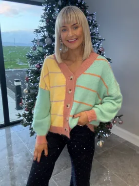 Carly Cardigan Yellow/Turquoise