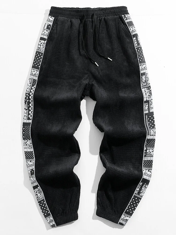 Corduroy Paisley Print Pants