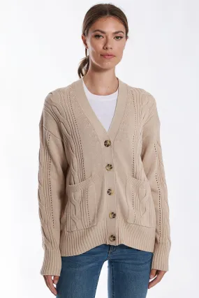 Cotton Cashmere Oversized Cable Cardigan