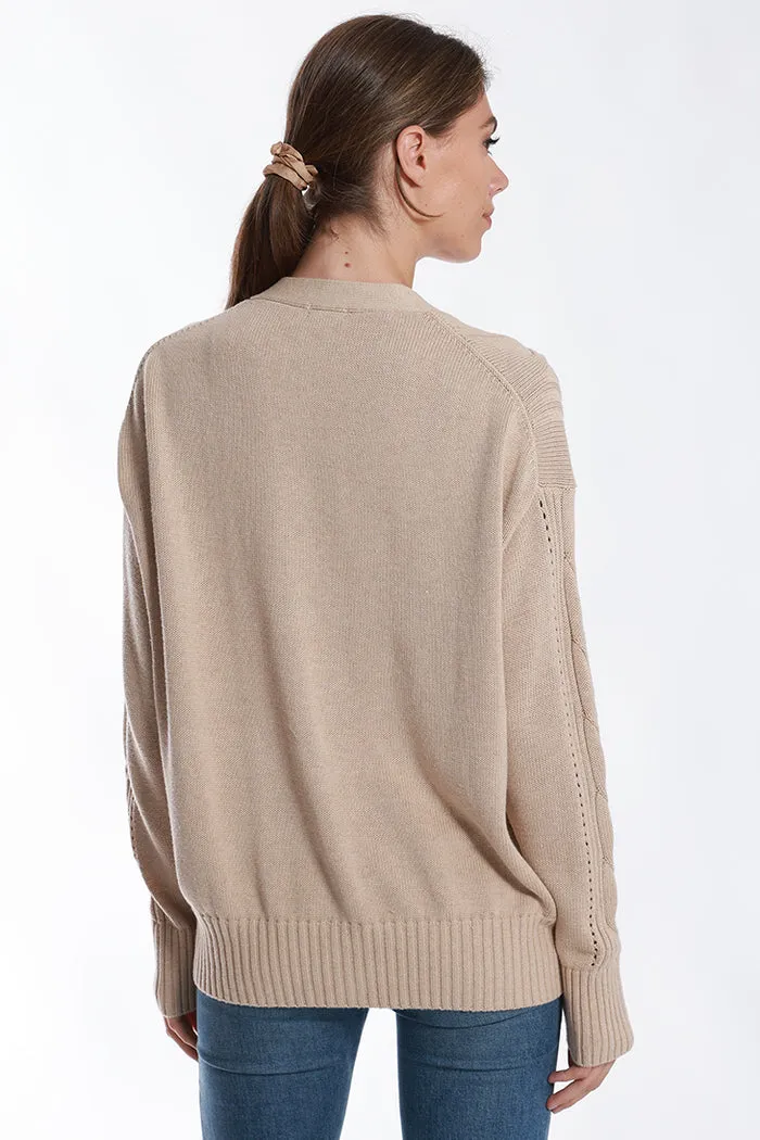 Cotton Cashmere Oversized Cable Cardigan