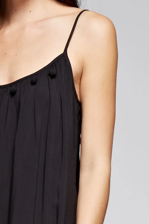 Crochet Ball Detail Spaghetti Strap Mini Dress