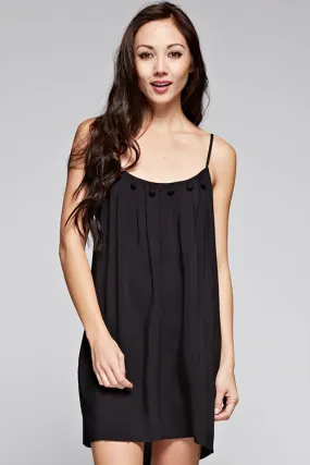 Crochet Ball Detail Spaghetti Strap Mini Dress