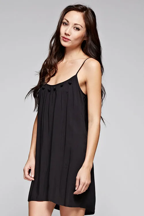 Crochet Ball Detail Spaghetti Strap Mini Dress