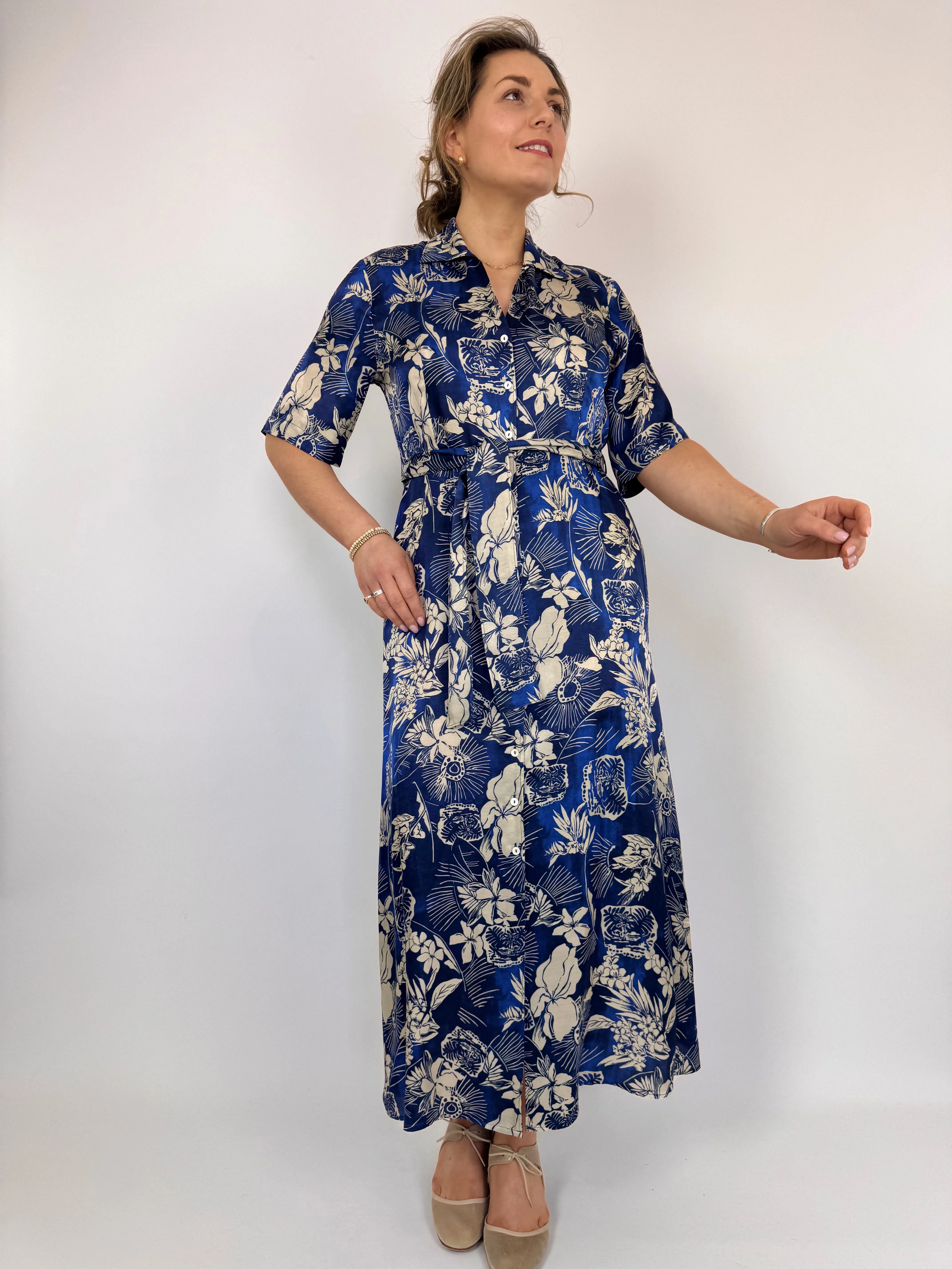 Diega Raviva Dress Blue/Ecru