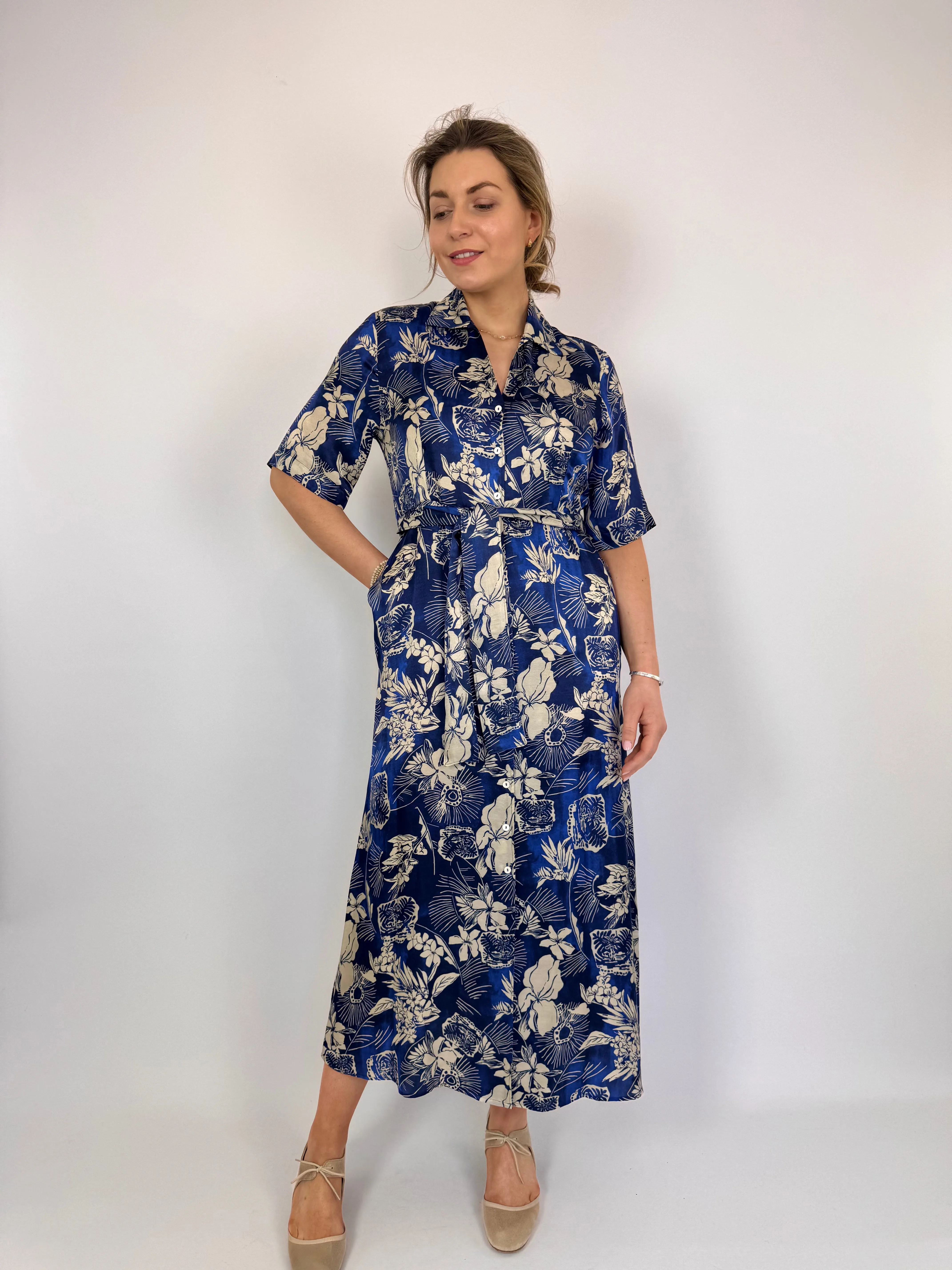 Diega Raviva Dress Blue/Ecru