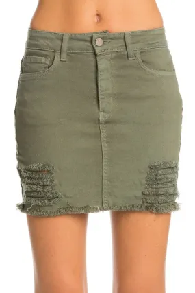 Distressed Denim Mini Skirt