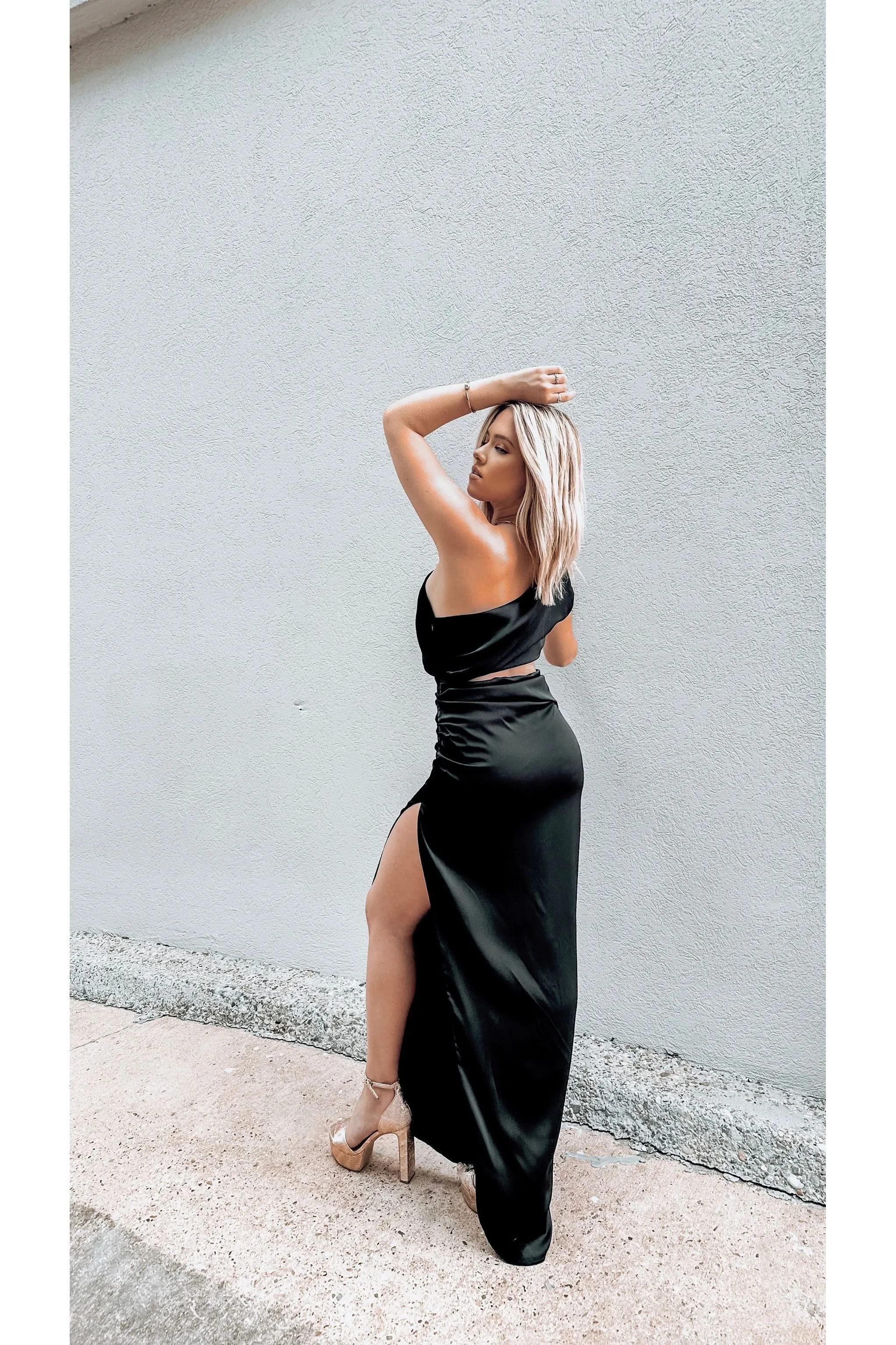 Emme Cut Out Satin Maxi Dress