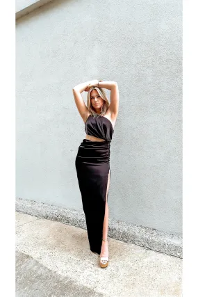 Emme Cut Out Satin Maxi Dress