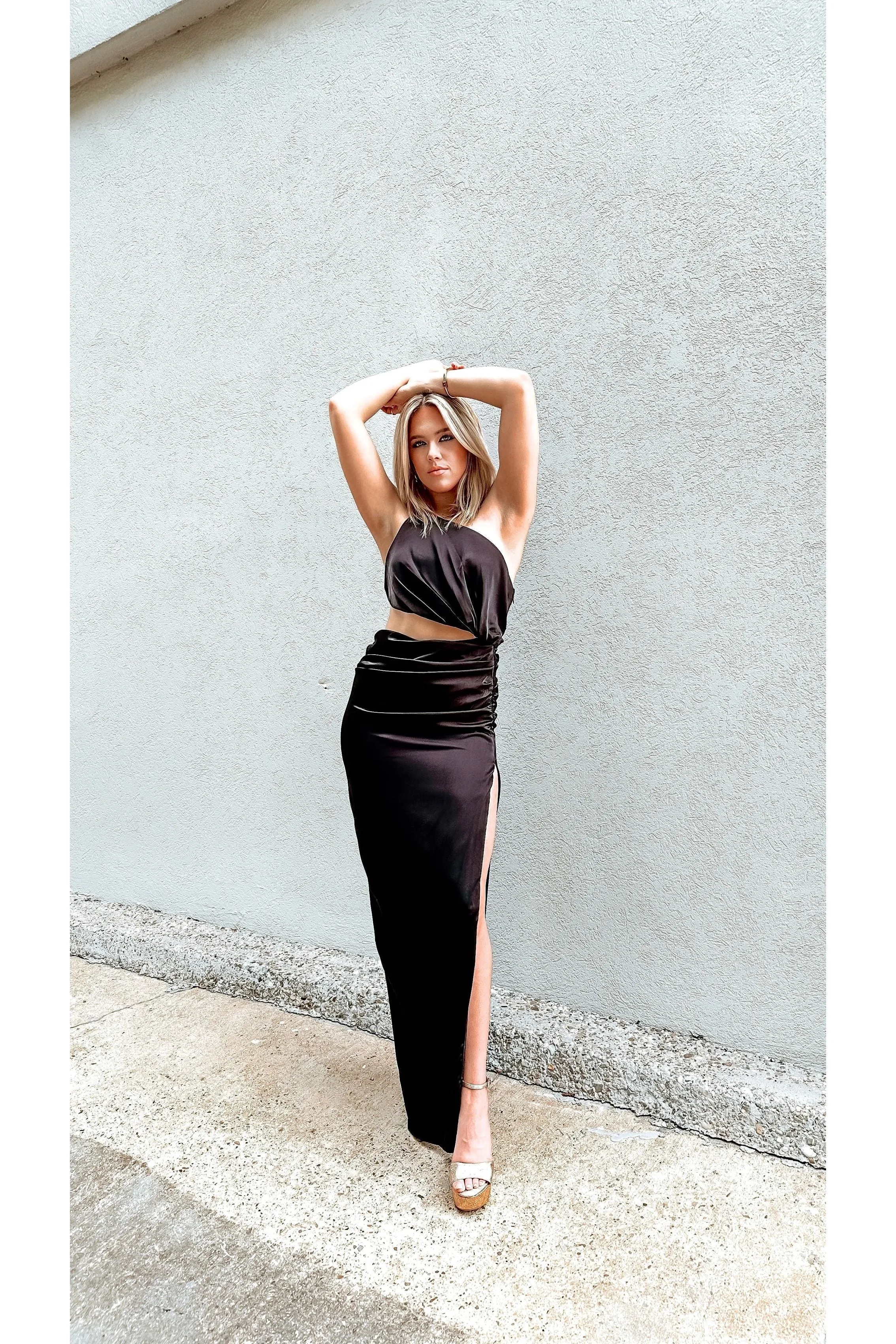 Emme Cut Out Satin Maxi Dress