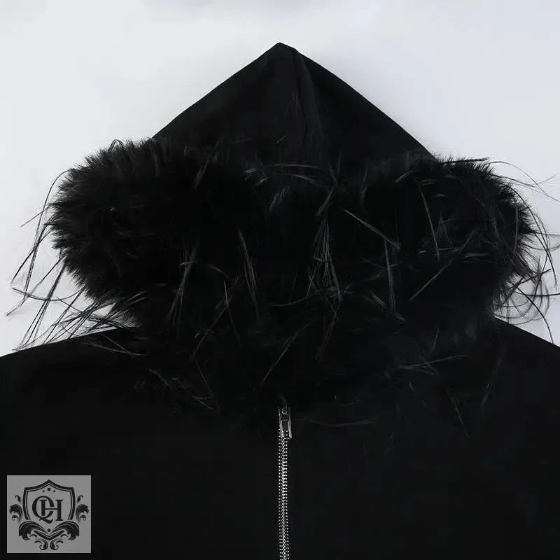 Fur Collar Zipper Hoodie