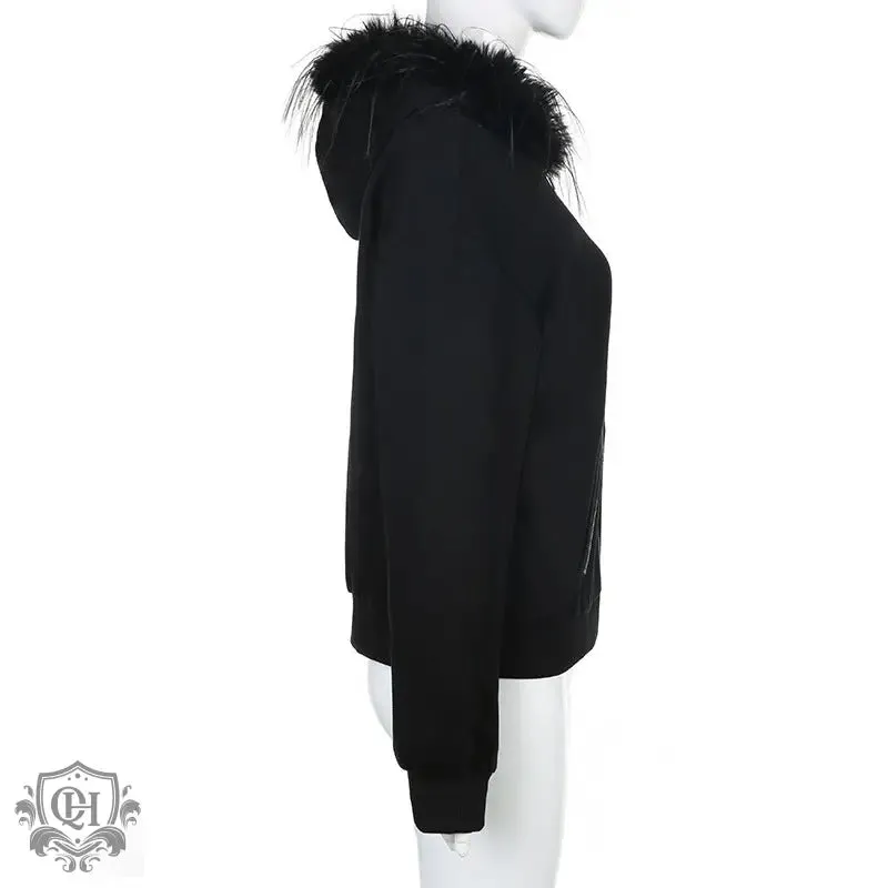 Fur Collar Zipper Hoodie